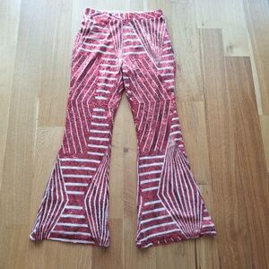 Sequined Disco Red and White Womens Flared Pants, XL, NWOT